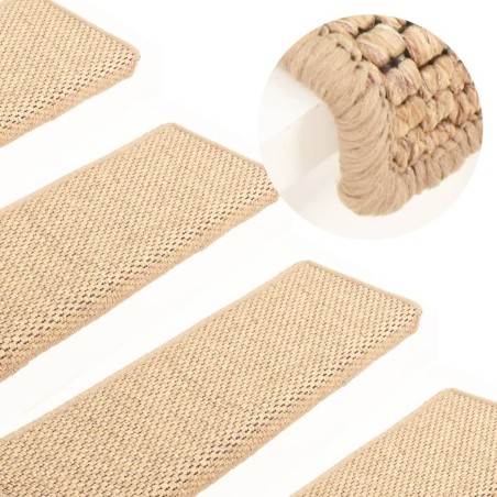 vidaXL Treppenmatten Selbstklebend Sisal 15 Stk. 65x21x4 cm Hellbeige