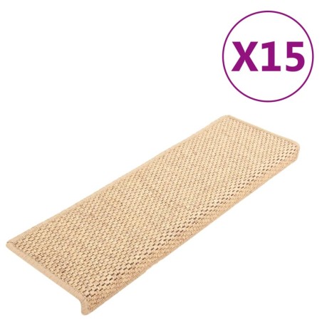 vidaXL Treppenmatten Selbstklebend Sisal 15 Stk. 65x21x4 cm Hellbeige