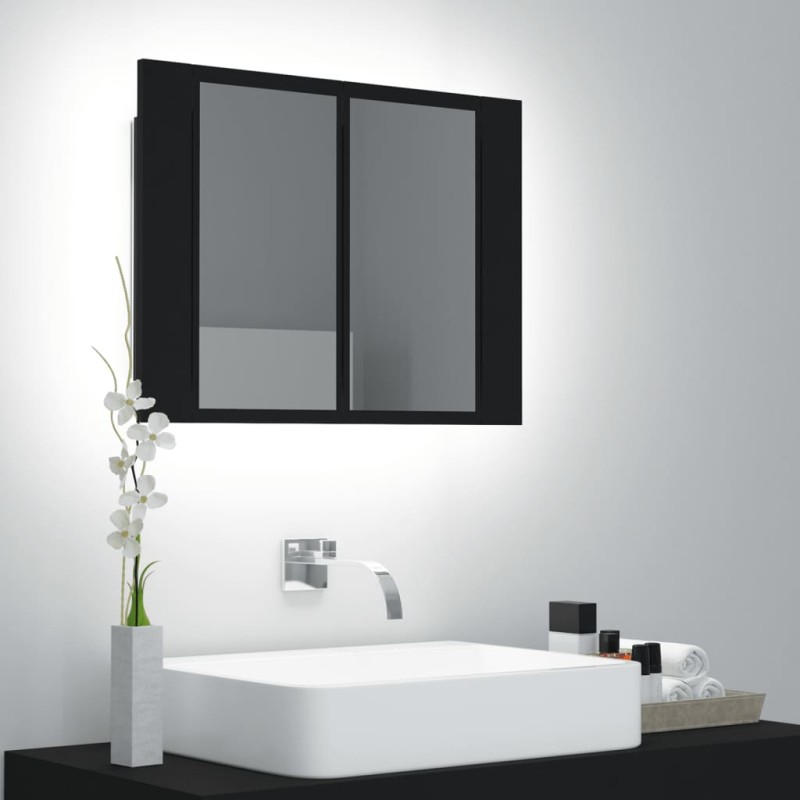 vidaXL LED-Bad-Spiegelschrank Schwarz 60x12x45 cm Acryl vidaXL LED-Bad-Spiegelschrank Schwarz 60x12x45 cm Acryl