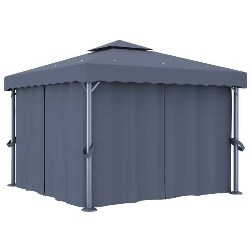 Pavillon mit Vorhang 3x3 m Anthrazit Aluminium Pavillon mit Vorhang 3x3 m Anthrazit Aluminium