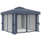 Pavillon mit Vorhang 3x3 m Anthrazit Aluminium Pavillon mit Vorhang 3x3 m Anthrazit Aluminium