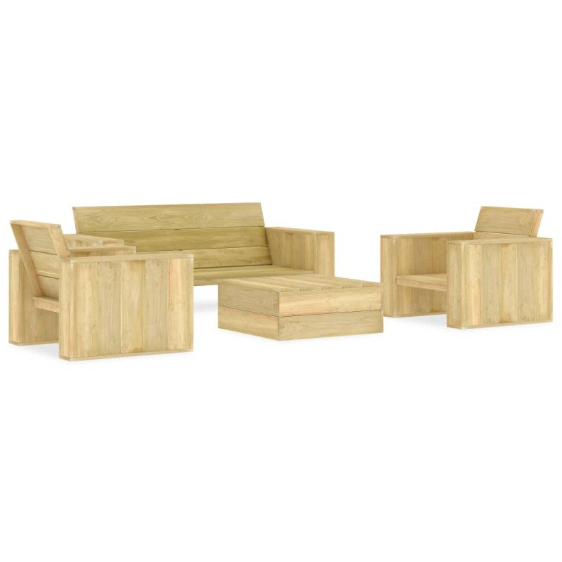 4-tlg. Garten-Lounge-Set Kiefernholz Imprägniert 4-tlg. Garten-Lounge-Set Kiefernholz Imprägniert