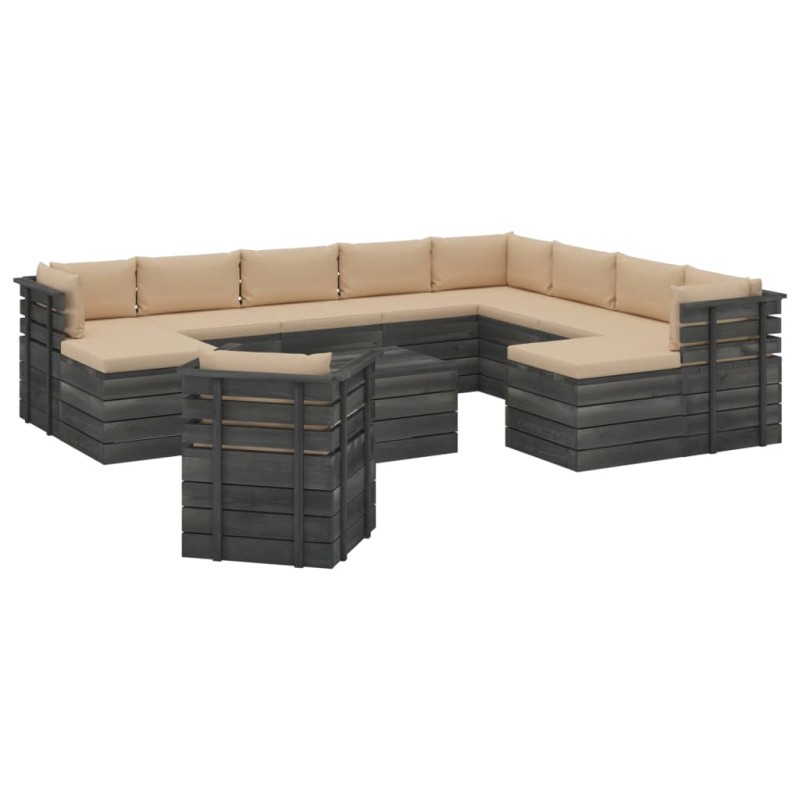 vidaXL 12-tlg. Garten-Sofagarnitur aus Paletten mit Kissen Kiefernholz vidaXL 12-tlg. Garten-Sofagarnitur aus Paletten mit Kissen Kiefernholz