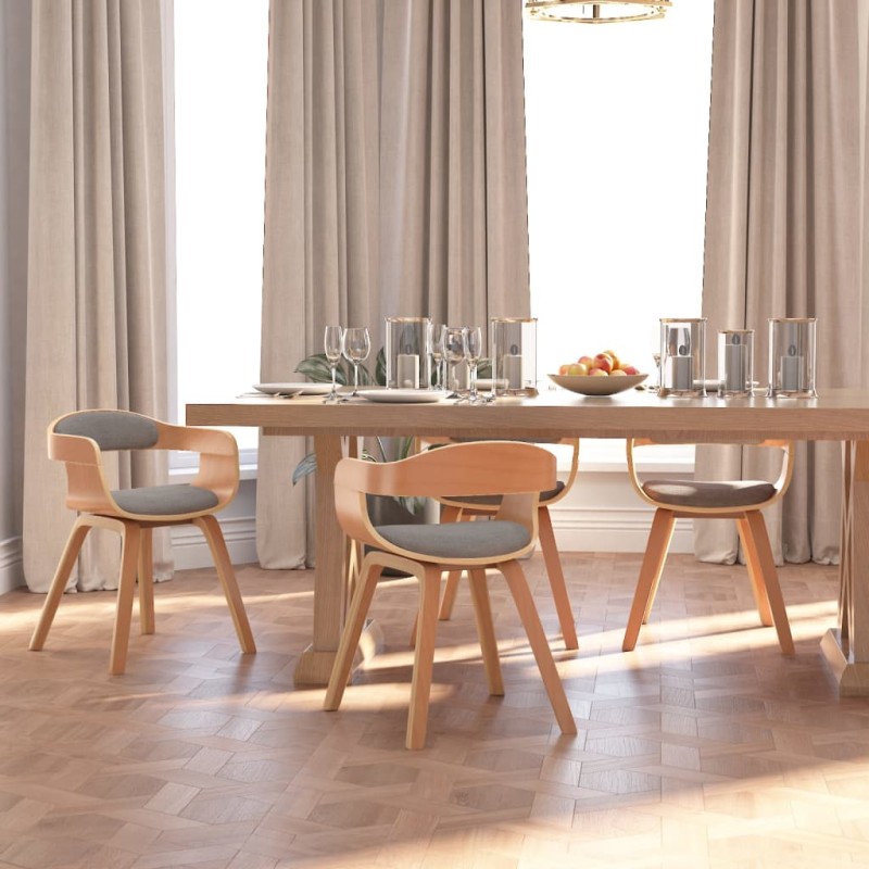 vidaXL Esszimmerstühle 4 Stk. Taupe Bugholz und Stoff vidaXL Esszimmerstühle 4 Stk. Taupe Bugholz und Stoff