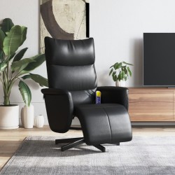 vidaXL Massagesessel mit Fußteil Schwarz Kunstleder