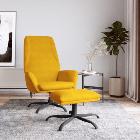 vidaXL Relaxsessel mit Hocker Senfgelb Samt