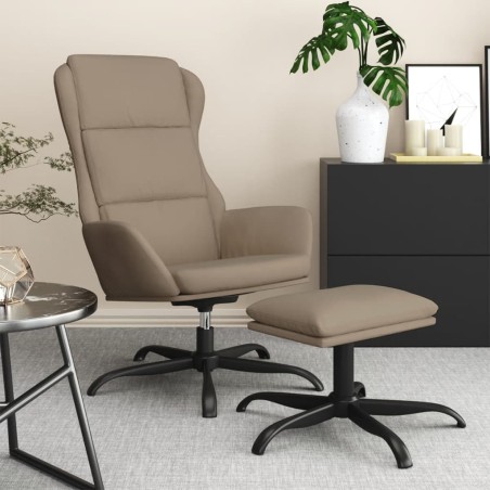 vidaXL Relaxsessel mit Hocker Taupe Mikrofasergewebe