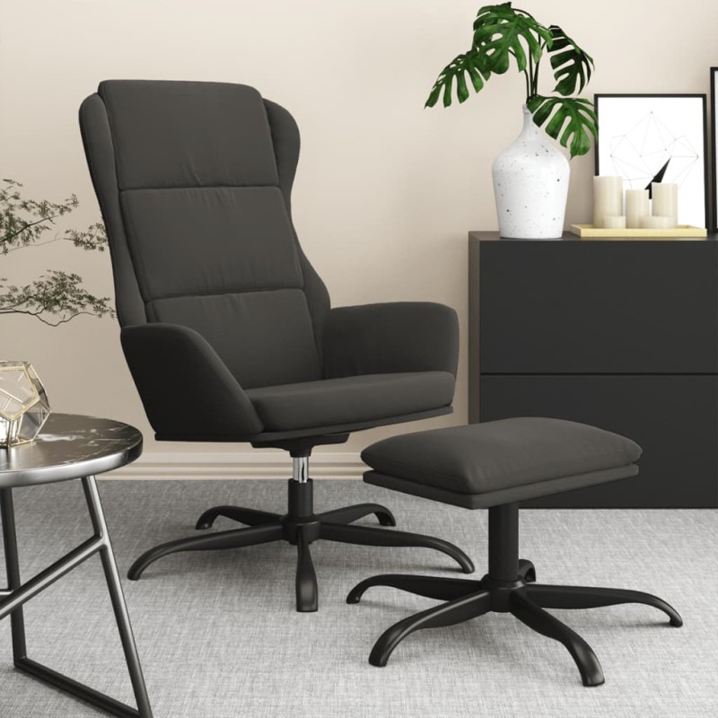 vidaXL Relaxsessel mit Hocker Dunkelgrau Mikrofasergewebe vidaXL Relaxsessel mit Hocker Dunkelgrau Mikrofasergewebe