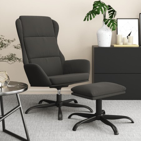vidaXL Relaxsessel mit Hocker Dunkelgrau Mikrofasergewebe
