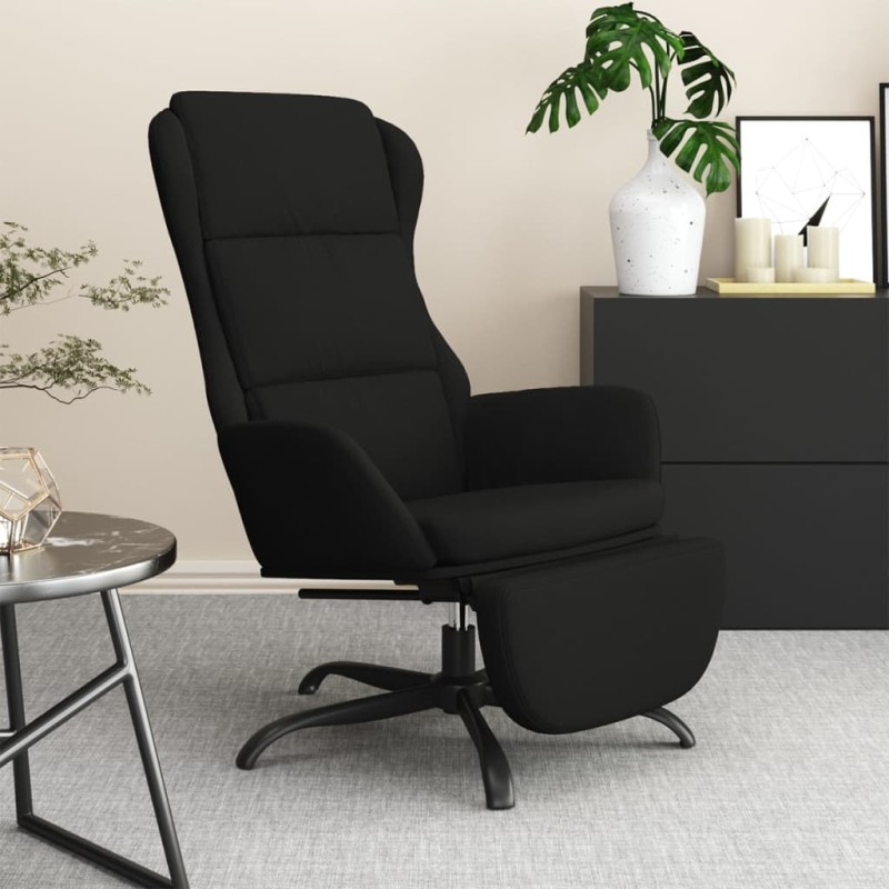 vidaXL Relaxsessel mit Fußstütze Schwarz Mikrofasergewebe vidaXL Relaxsessel mit Fußstütze Schwarz Mikrofasergewebe