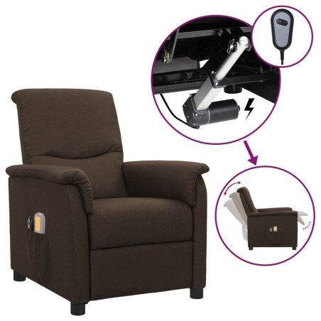 vidaXL Massagesessel Elektrisch Dunkelbraun Stoff