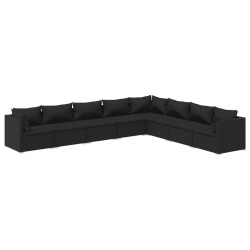 vidaXL 8-tlg. Garten-Lounge-Set mit Kissen Poly Rattan Schwarz