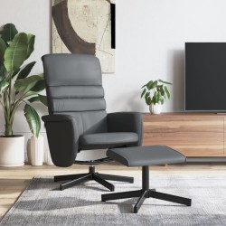 vidaXL Relaxsessel mit Fußhocker Grau Kunstleder