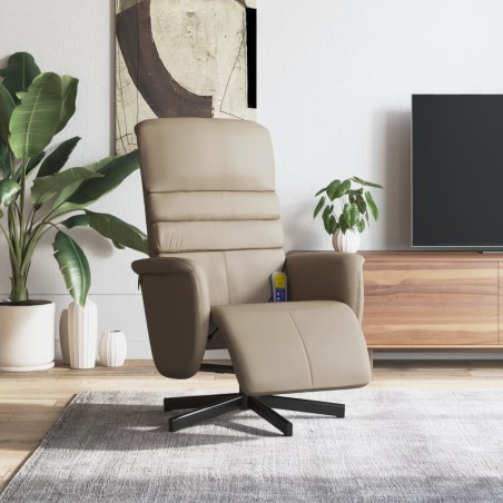 vidaXL Massagesessel mit Fußteil Cappuccino-Braun Kunstleder