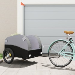 vidaXL Lastenanhänger für Fahrrad Schwarz und Grau 45 kg Eisen