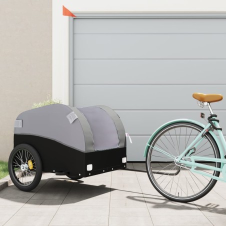 vidaXL Lastenanhänger für Fahrrad Schwarz und Grau 45 kg Eisen