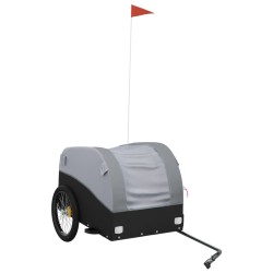 vidaXL Lastenanhänger für Fahrrad Schwarz und Grau 45 kg Eisen