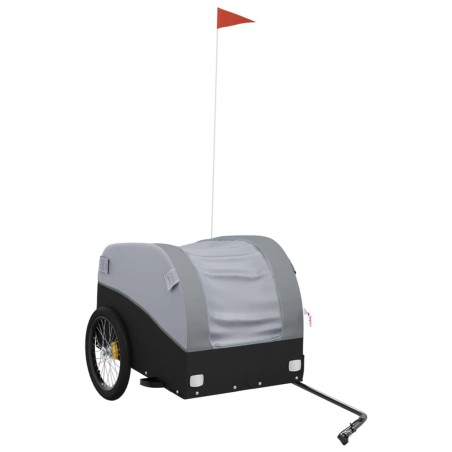 vidaXL Lastenanhänger für Fahrrad Schwarz und Grau 45 kg Eisen