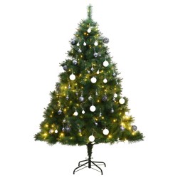 vidaXL Künstlicher Weihnachtsbaum Klappbar 300 LEDs & Kugeln 210 cm