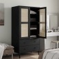 vidaXL Kleiderschrank SENJA Rattan-Optik Schwarz 90x55x175 cm vidaXL Kleiderschrank SENJA Rattan-Optik Schwarz 90x55x175 cm