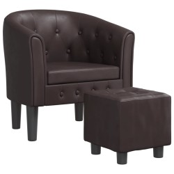 vidaXL Clubsessel mit Fußhocker Braun Kunstleder
