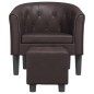 vidaXL Clubsessel mit Fußhocker Braun Kunstleder vidaXL Clubsessel mit Fußhocker Braun Kunstleder