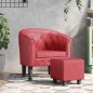 vidaXL Clubsessel mit Fußhocker Weinrot Kunstleder vidaXL Clubsessel mit Fußhocker Weinrot Kunstleder