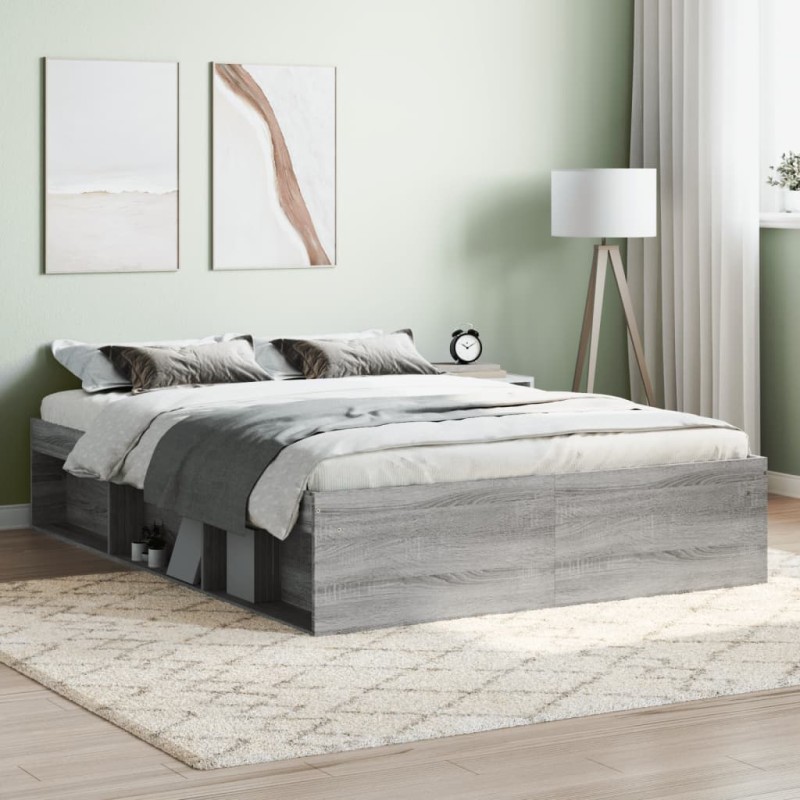 vidaXL Bettgestell Grau Sonoma 135x190 cm vidaXL Bettgestell Grau Sonoma 135x190 cm