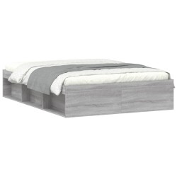 vidaXL Bettgestell Grau Sonoma 135x190 cm