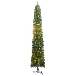 vidaXL Weihnachtsbaum Schlank mit 300 LEDs & Kugeln 270 cm