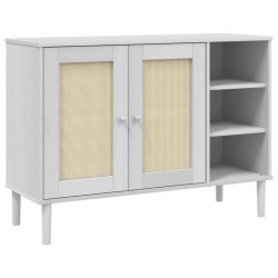 vidaXL Sideboard SENJA Rattan-Optik Weiß 112x40x80 cm Kiefernholz