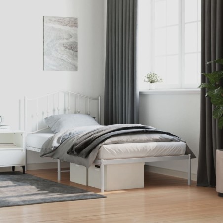 vidaXL Bettgestell mit Kopfteil Metall Weiß 100x190 cm