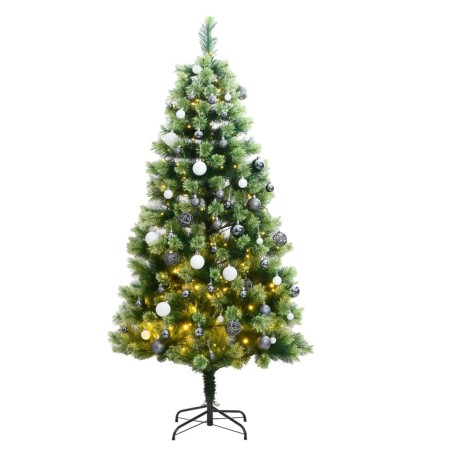 vidaXL Künstlicher Weihnachtsbaum Klappbar 150 LEDs & Kugeln 120 cm