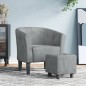 vidaXL Clubsessel mit Fußhocker Dunkelgrau Samt vidaXL Clubsessel mit Fußhocker Dunkelgrau Samt