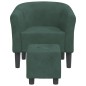 vidaXL Clubsessel mit Fußhocker Dunkelgrün Samt vidaXL Clubsessel mit Fußhocker Dunkelgrün Samt