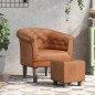 vidaXL Clubsessel mit Fußhocker Braun Kunstleder vidaXL Clubsessel mit Fußhocker Braun Kunstleder