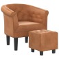 vidaXL Clubsessel mit Fußhocker Braun Kunstleder vidaXL Clubsessel mit Fußhocker Braun Kunstleder