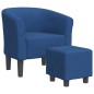 vidaXL Clubsessel mit Fußhocker Blau Stoff vidaXL Clubsessel mit Fußhocker Blau Stoff