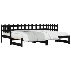 vidaXL Tagesbett Ausziehbar Schwarz 2x(80x200) cm Massivholz Kiefer