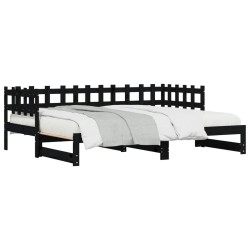 vidaXL Tagesbett Ausziehbar Schwarz 2x(90x190) cm Massivholz Kiefer