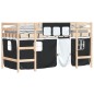 vidaXL Kinderhochbett mit Vorhängen Weiß Schwarz 90x190 cm Kiefernholz vidaXL Kinderhochbett mit Vorhängen Weiß Schwarz 90x190 cm Kiefernholz