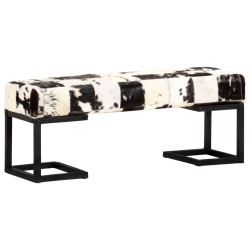 vidaXL Sitzbank 110 cm Schwarz Patchwork Echtes Ziegenleder