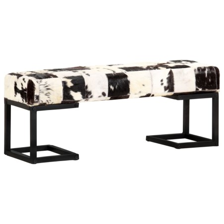vidaXL Sitzbank 110 cm Schwarz Patchwork Echtes Ziegenleder
