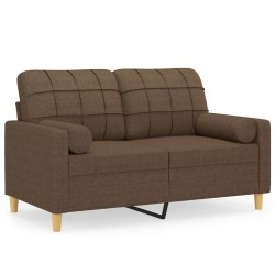vidaXL 2-Sitzer-Sofa mit Zierkissen Braun 120 cm Stoff