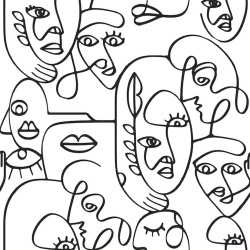 Noordwand Tapete Friends & Coffee Line Art Faces Weiß und Schwarz