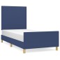 vidaXL Bettgestell mit Kopfteil Blau 90x190 cm Stoff vidaXL Bettgestell mit Kopfteil Blau 90x190 cm Stoff