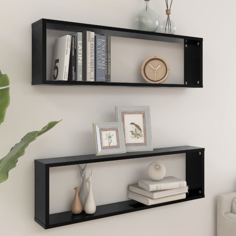 vidaXL Würfelregale 2 Stk. Schwarz 100x15x30 cm Holzwerkstoff vidaXL Würfelregale 2 Stk. Schwarz 100x15x30 cm Holzwerkstoff