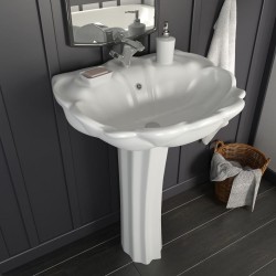 vidaXL Freistehendes Waschbecken mit Säule Keramik Weiß 580x510x200 mm