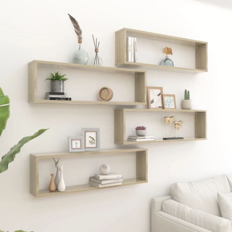 vidaXL Würfelregale 4 Stk. Sonoma-Eiche 100x15x30 cm Holzwerkstoff vidaXL Würfelregale 4 Stk. Sonoma-Eiche 100x15x30 cm Holzwerkstoff