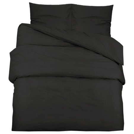 vidaXL Bettwäsche-Set Schwarz 200x220 cm Leichte Mikrofaser